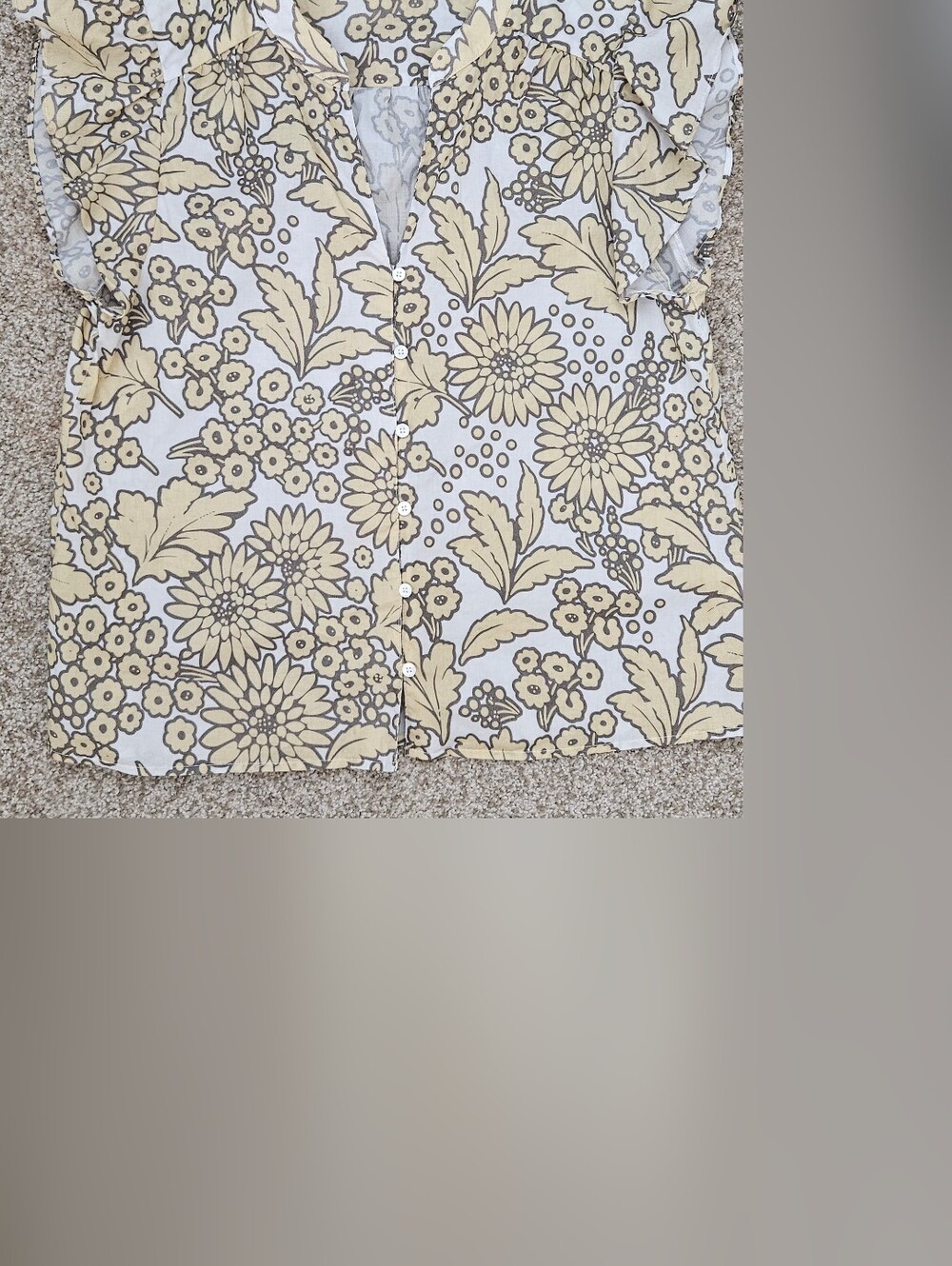 Floral Button-Front Blouse in Pale Yellow & White, by Dylan